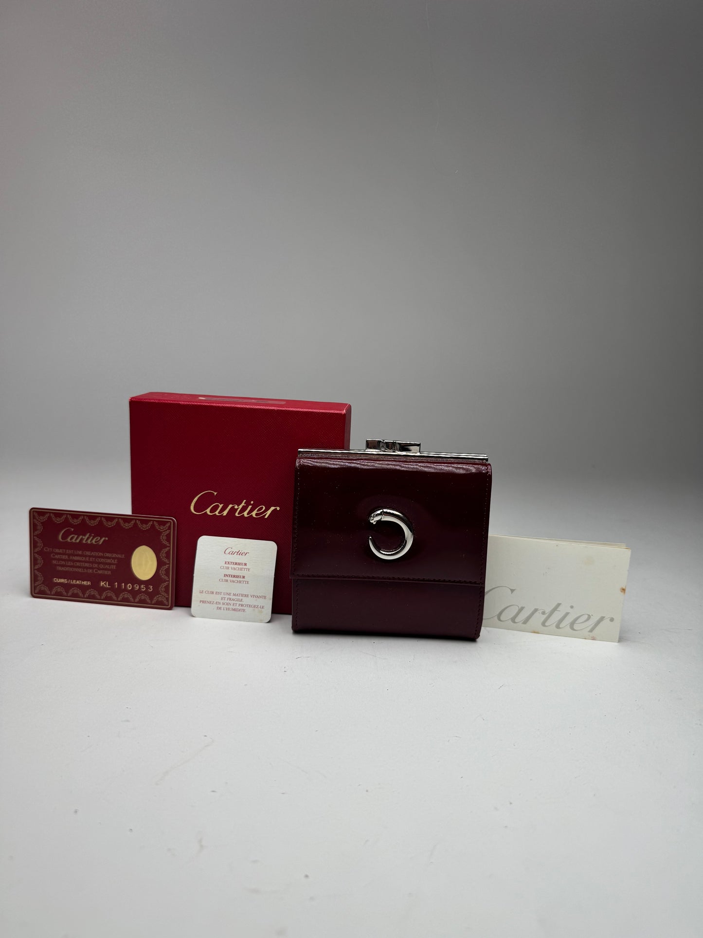 Vintage Cartier Patent Leather Wallet burgundy