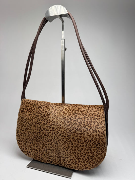 Vintage Bottega Veneta Fur Leather Bag Leopard Brown