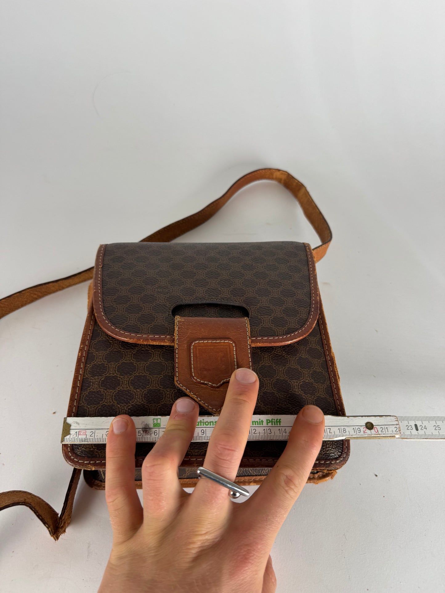 Vintage Celine Paris Triomphe Leather Bag Brown