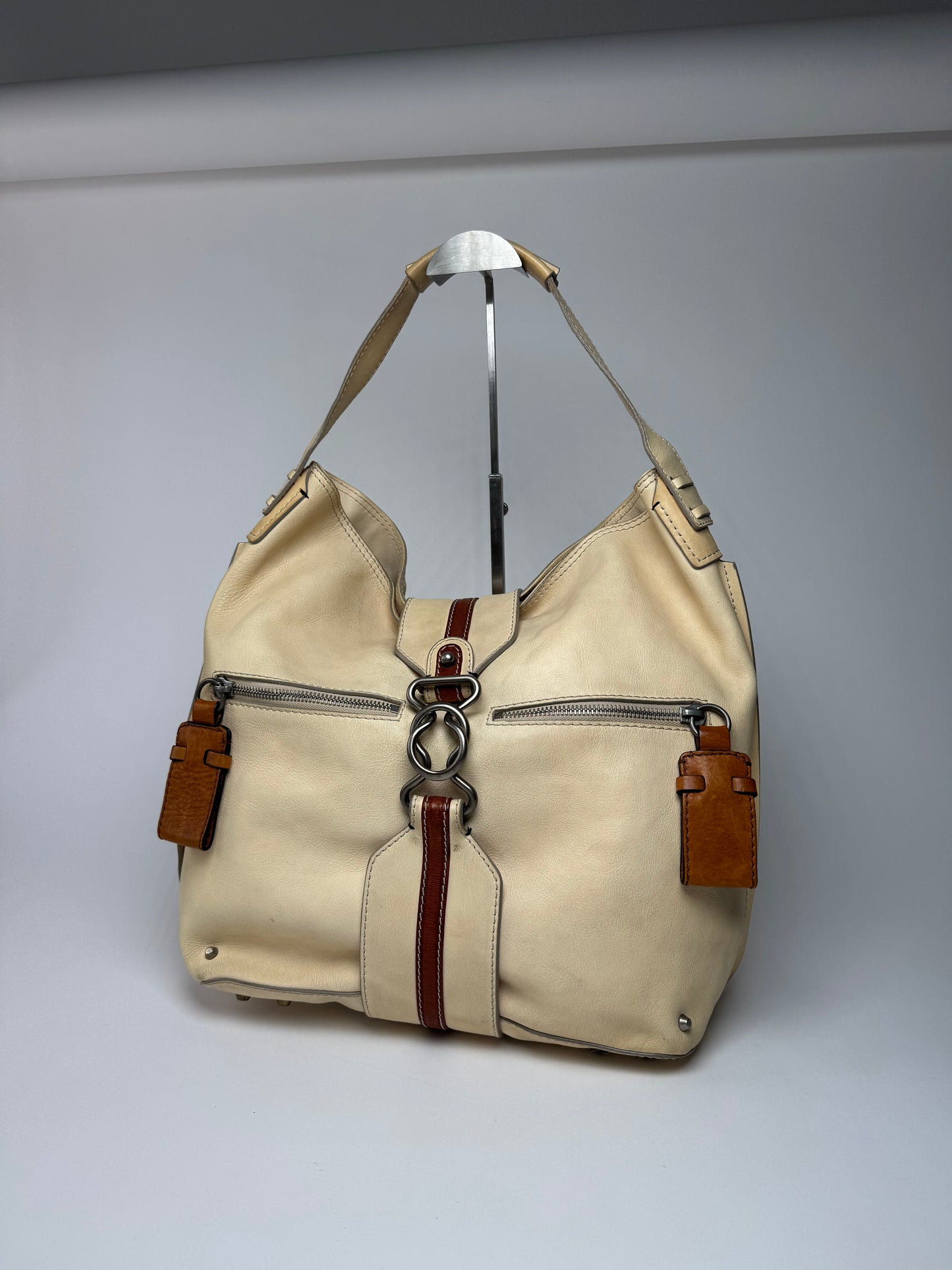 Vintage Chloe Leather Bag Beige brown