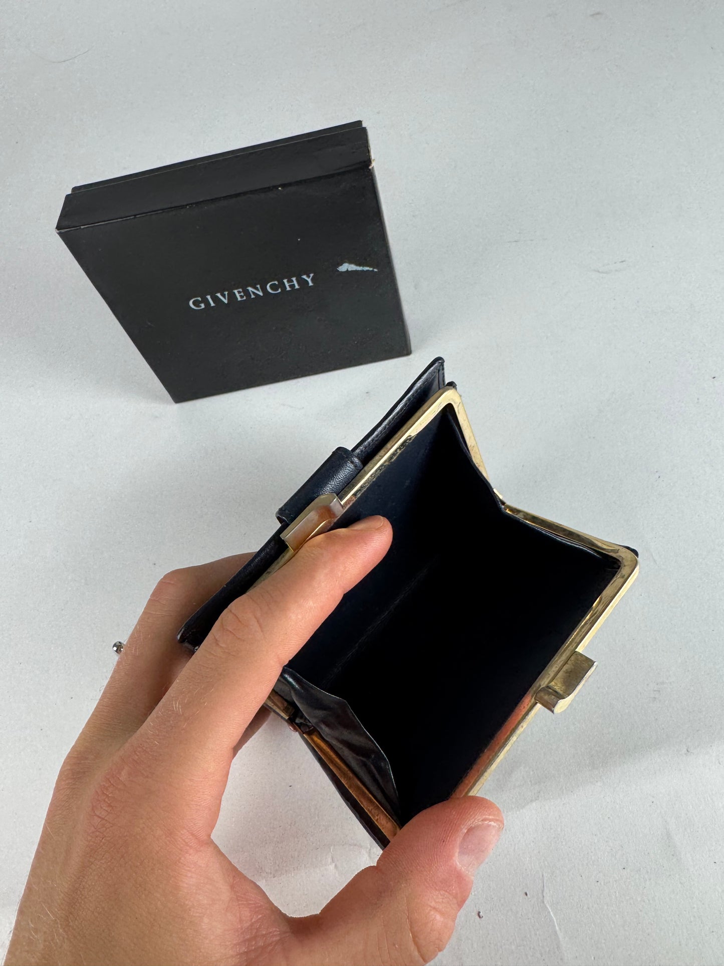 Vintage Givenchy GV3 monogram Leather Wallet marine white