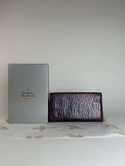 Vintage Vivienne Westwood Logo Embossed Long Wallet Purple