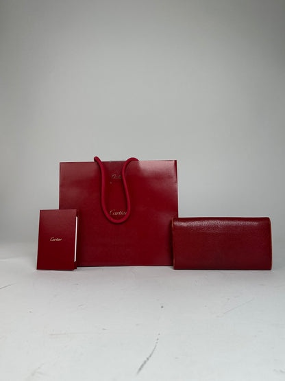 Vintage Cartier Leather Wallet Red