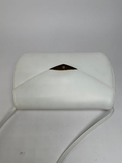 Vintage Givenchy Leather Flap Crossbody Bag Late 1970s White
