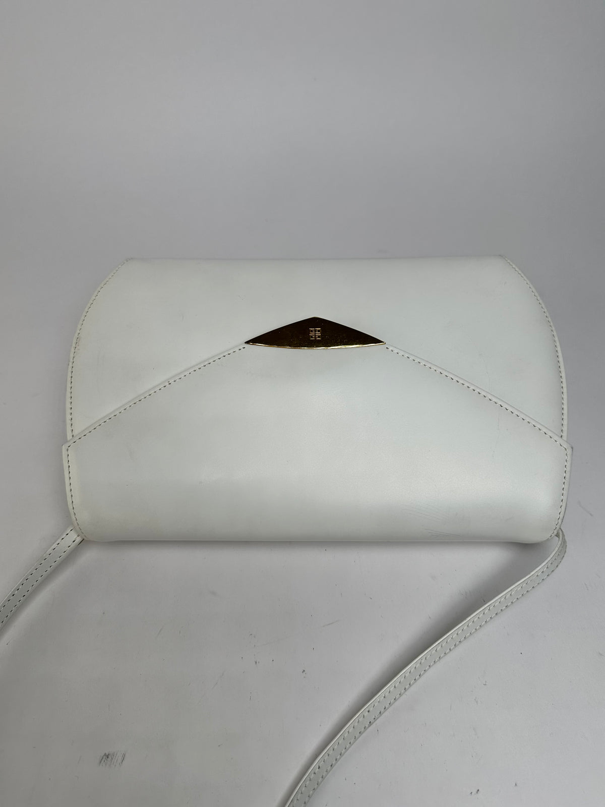Vintage Givenchy Leather Flap Crossbody Bag Late 1970s White