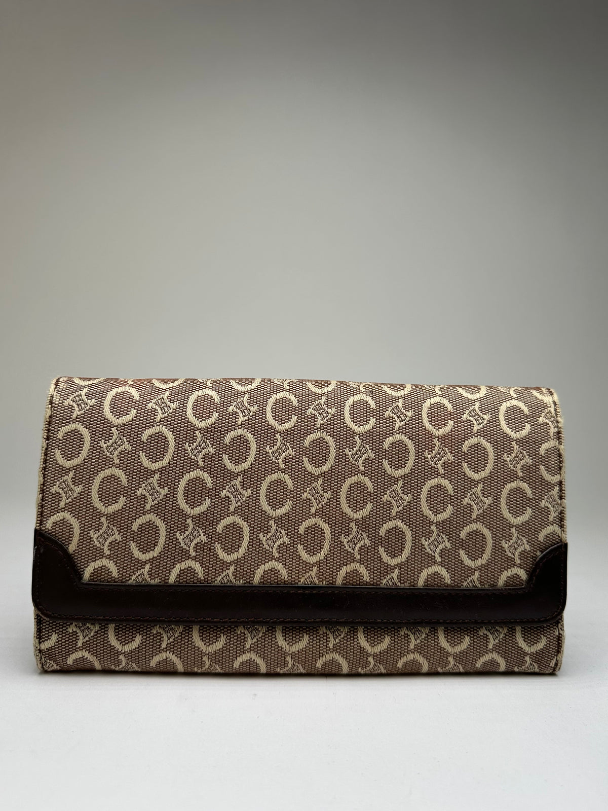 Vintage Celine Macadam Canvas Bifold Wallet Beige Brown