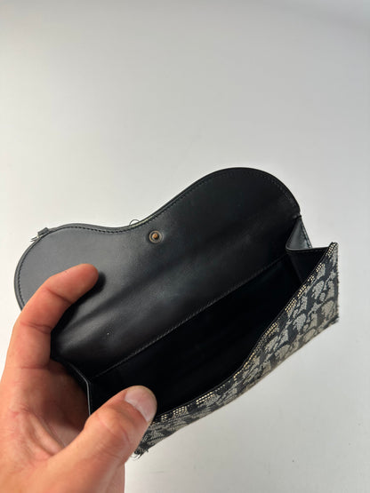 Vintage Dior Oblique Canvas Wallet Black Beige