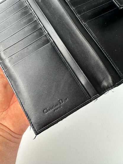 Vintage Dior Oblique Canvas Wallet Black Beige