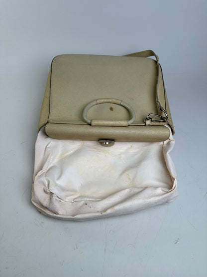 Vintage Gucci Leather Shoulder Bag Cream Silver