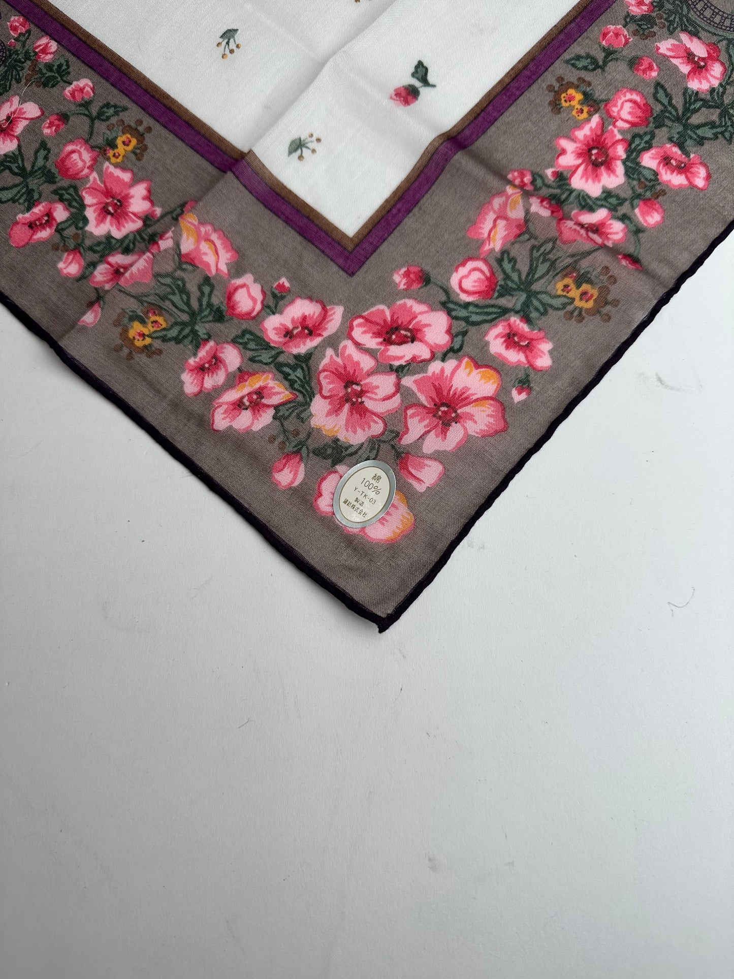Vintage Dior Floral Scarf Pink Brown White