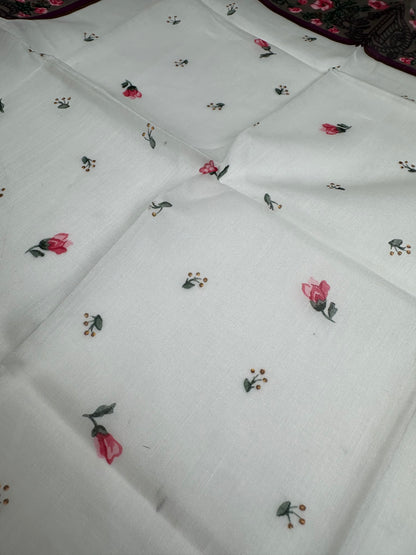 Vintage Dior Floral Scarf Pink Brown White