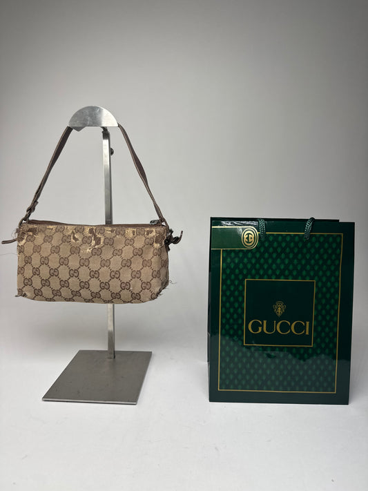 Vintage Gucci Monogram Mini Bag Beige Brown