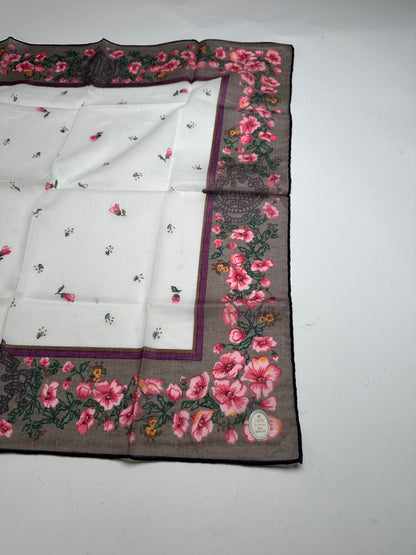Vintage Dior Floral Scarf Pink Brown White
