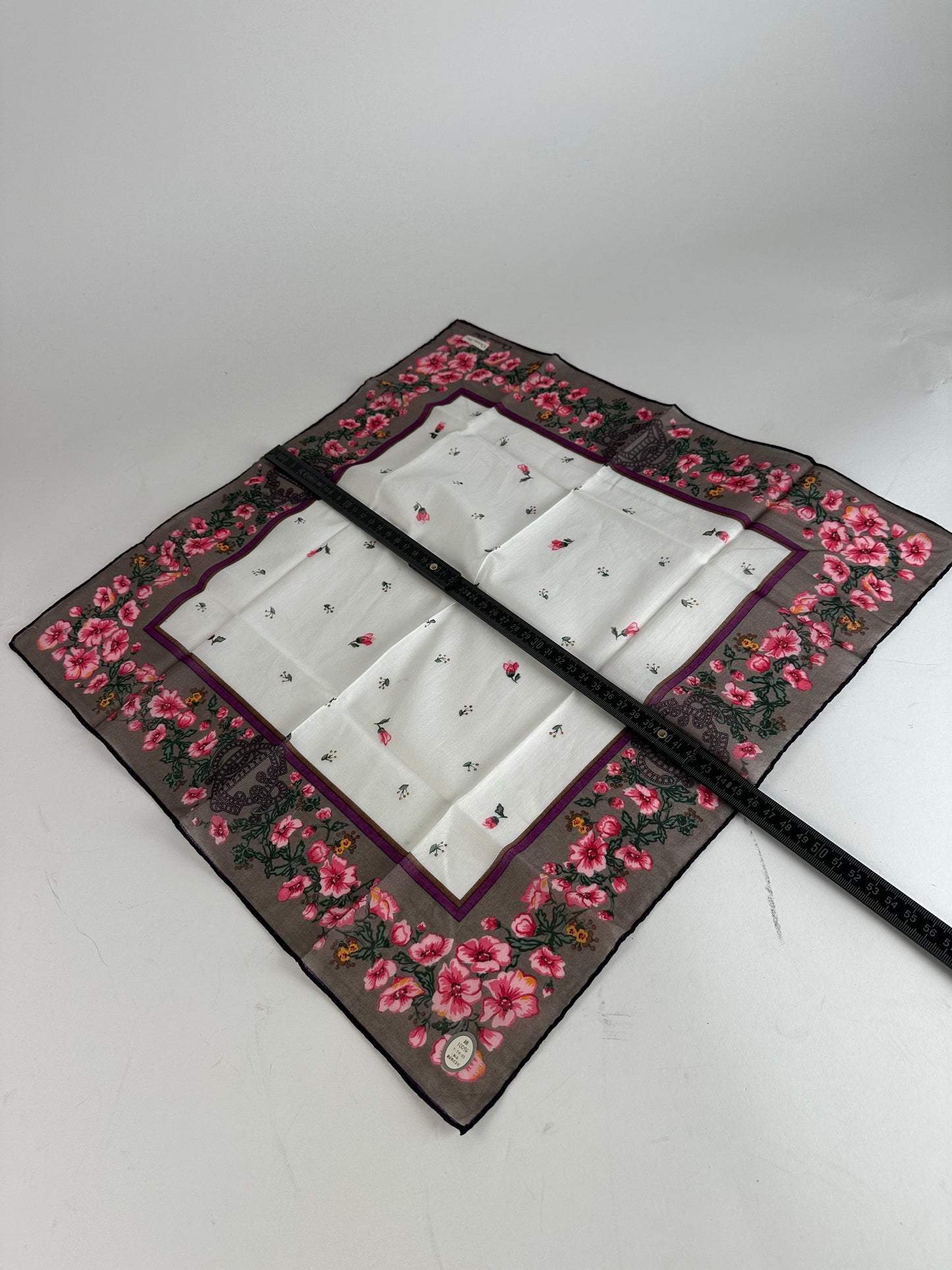 Vintage Dior Floral Scarf Pink Brown White