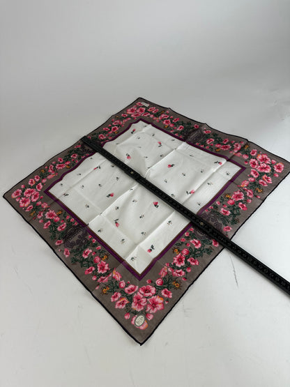 Vintage Dior Floral Scarf Pink Brown White