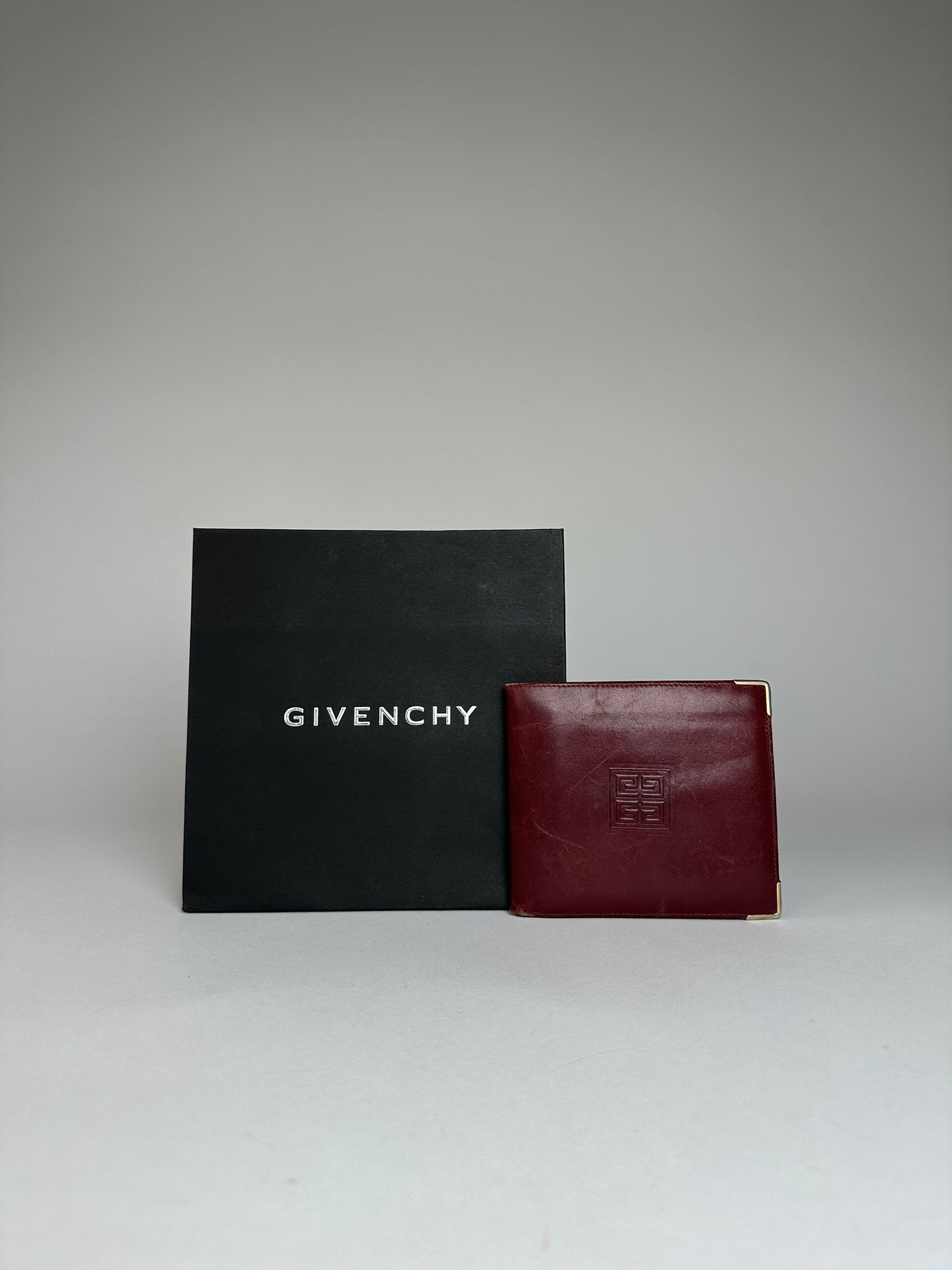 Vintage Givenchy Flapable Leather Wallet Burgundy