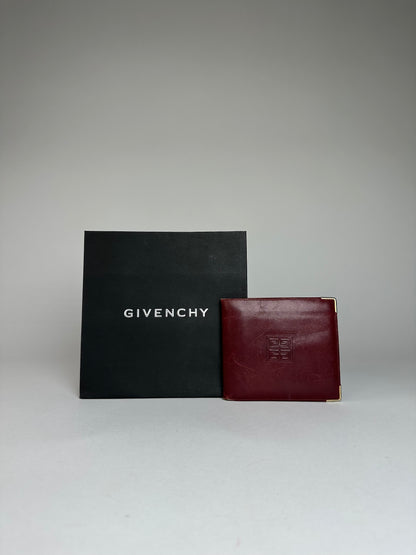 Vintage Givenchy Flapable Leather Wallet Burgundy