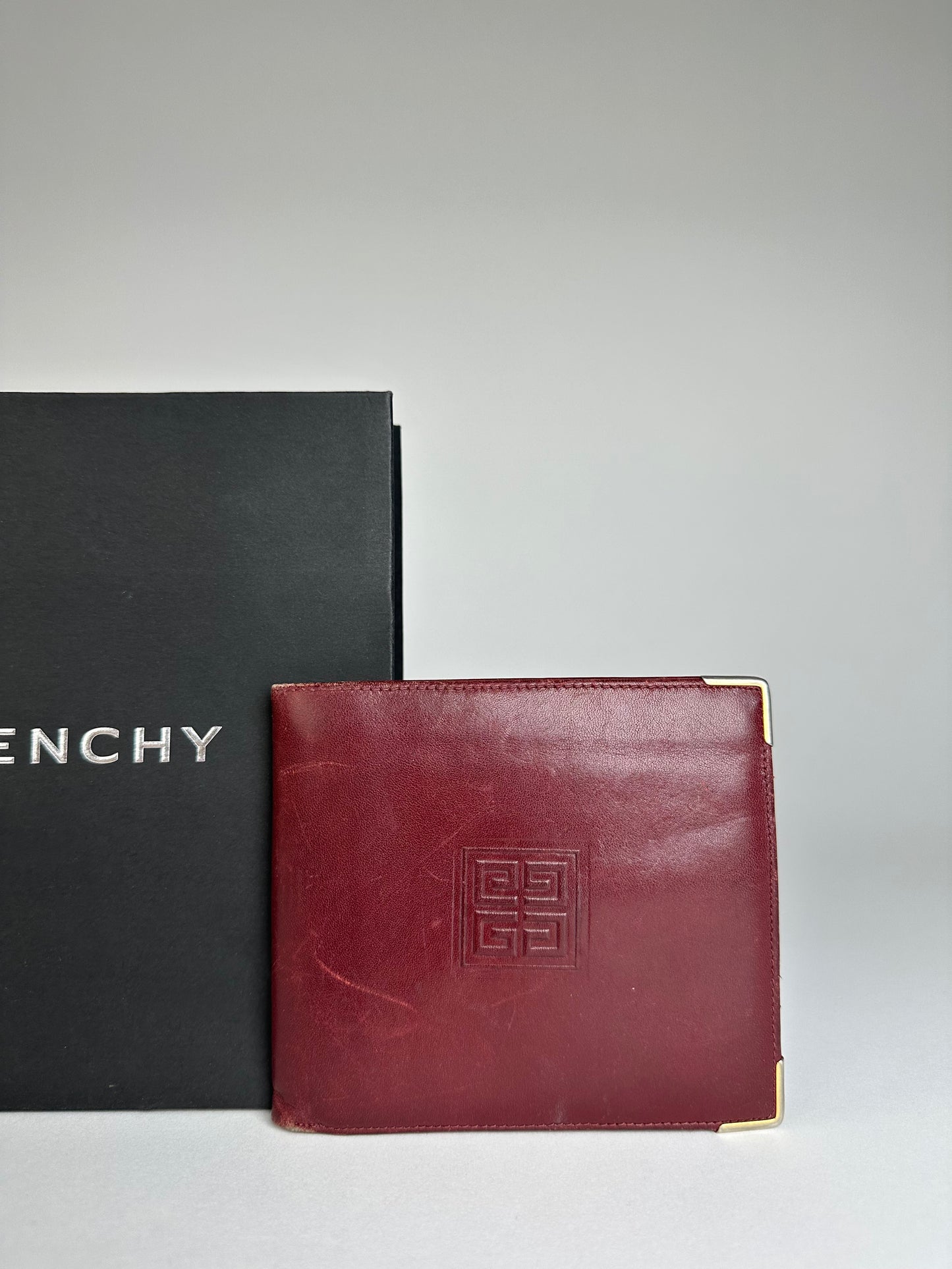 Vintage Givenchy Flapable Leather Wallet Burgundy