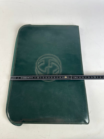 Vintage Gucci Leather Laptop Case Dark Green