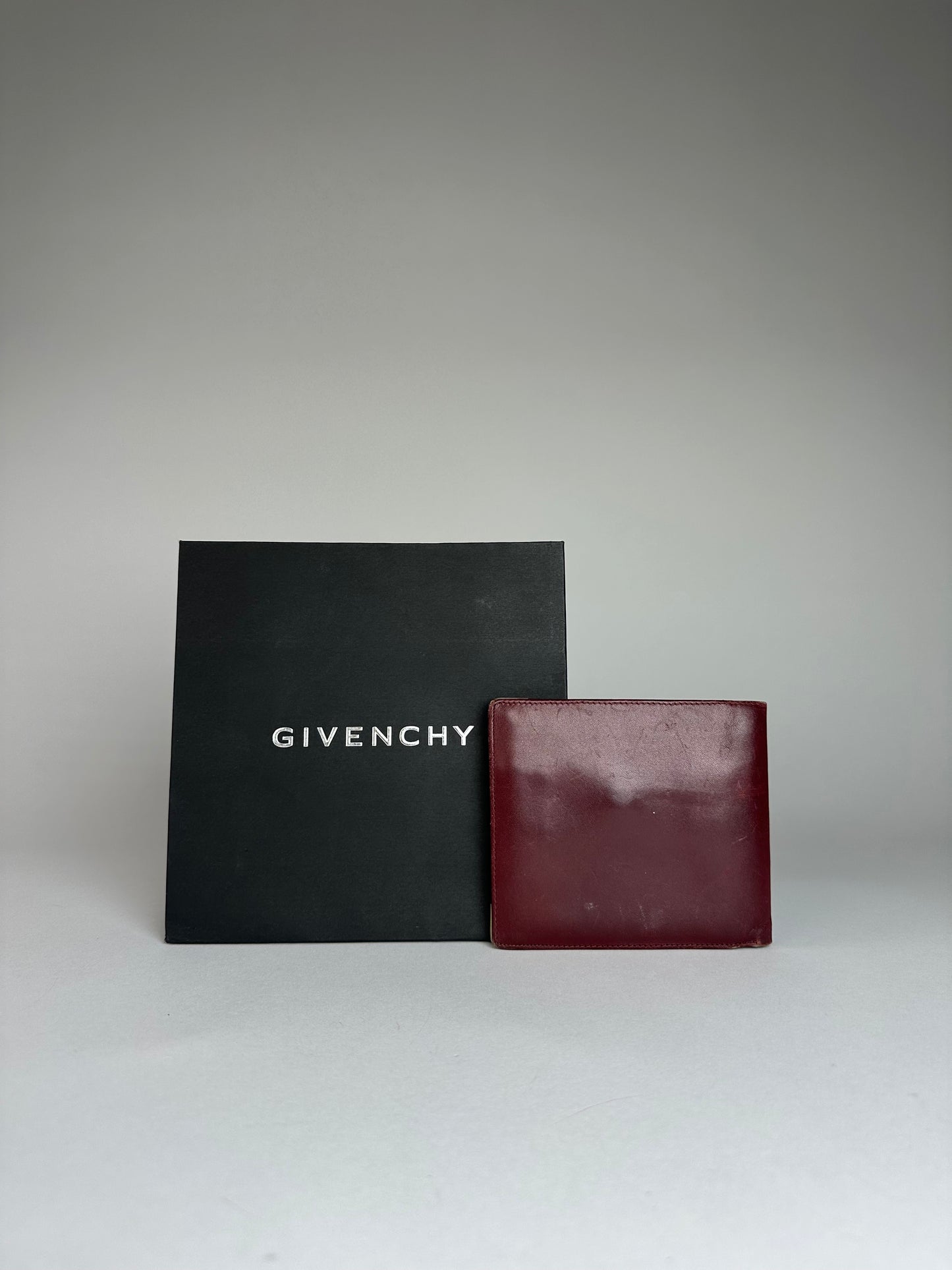 Vintage Givenchy Flapable Leather Wallet Burgundy