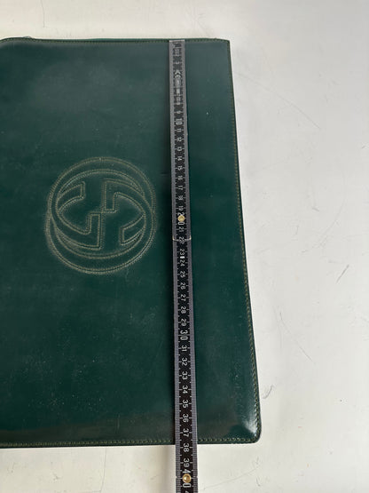 Vintage Gucci Leather Laptop Case Dark Green