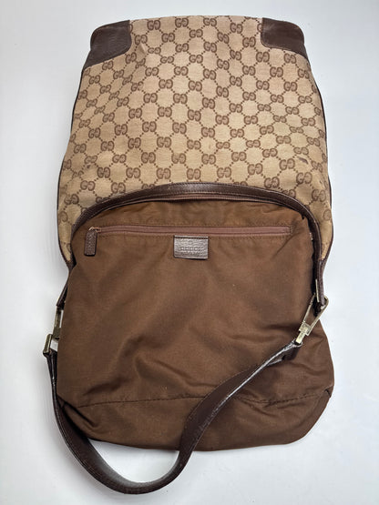Vintage Gucci Monogram Leather Canvas Bag brown