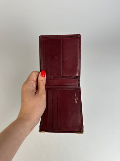 Vintage Givenchy Flapable Leather Wallet Burgundy