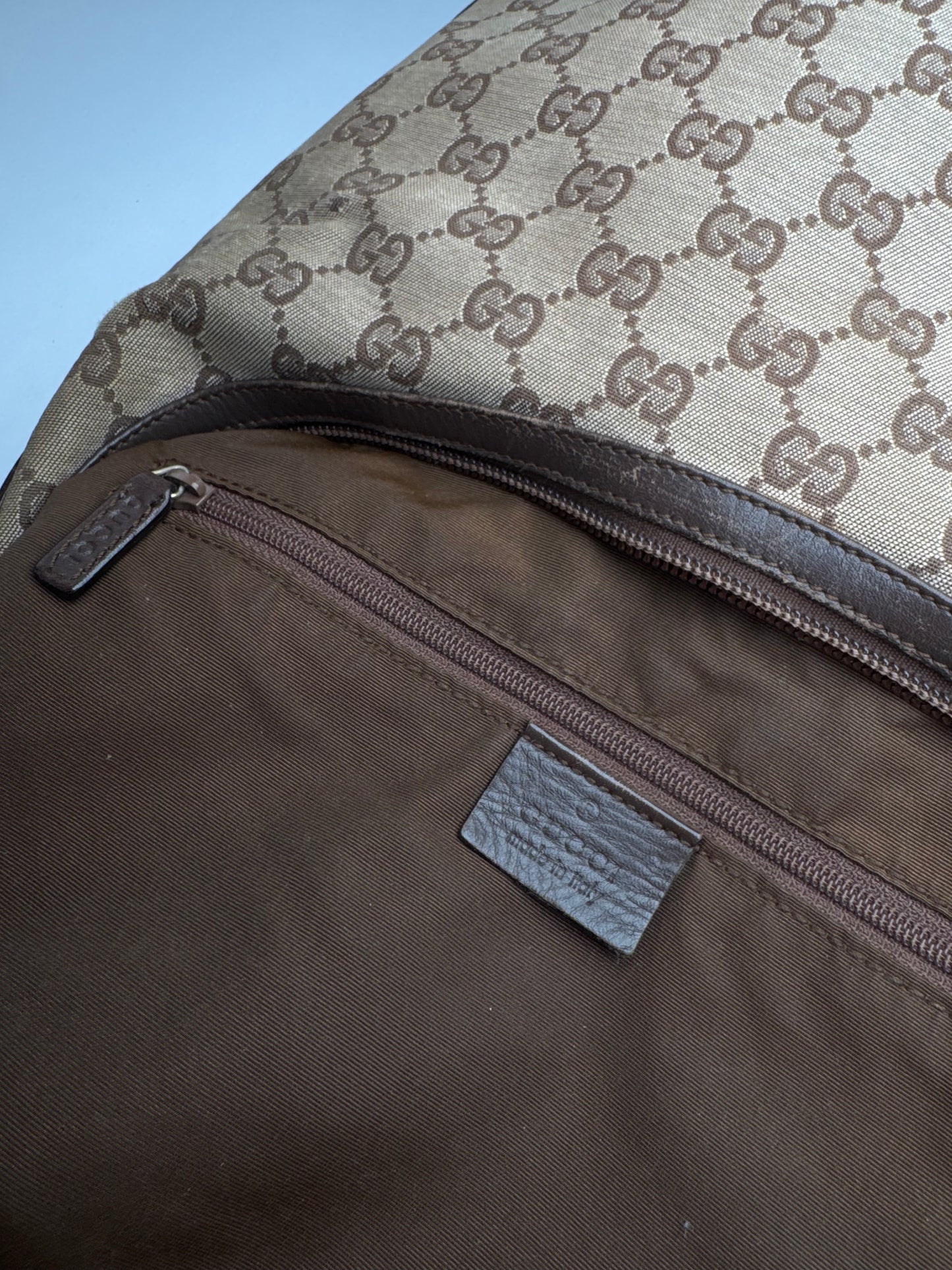 Vintage Gucci Monogram Leather Canvas Bag brown
