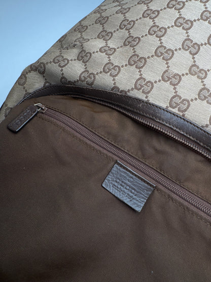 Vintage Gucci Monogram Leather Canvas Bag brown