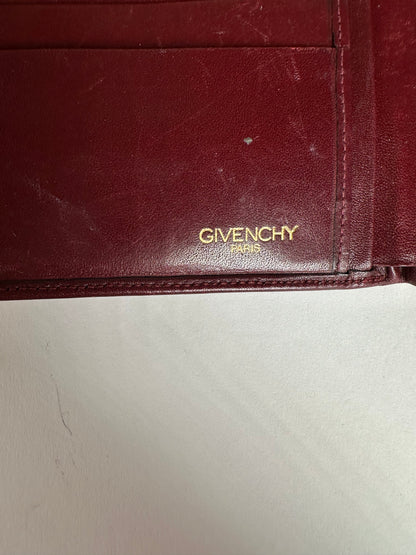 Vintage Givenchy Flapable Leather Wallet Burgundy