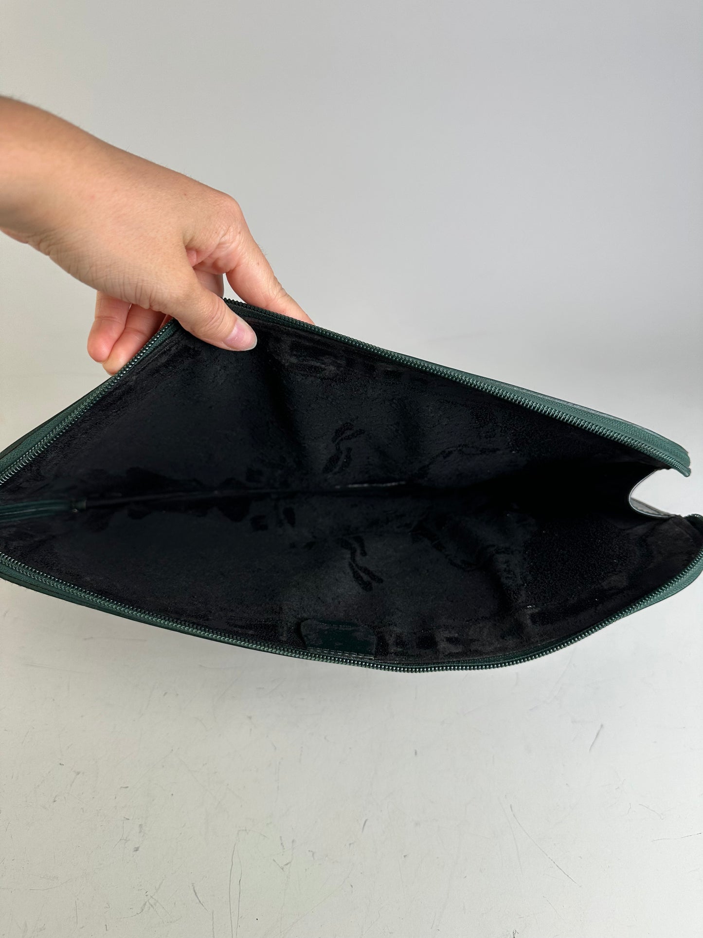 Vintage Gucci Leather Laptop Case Dark Green