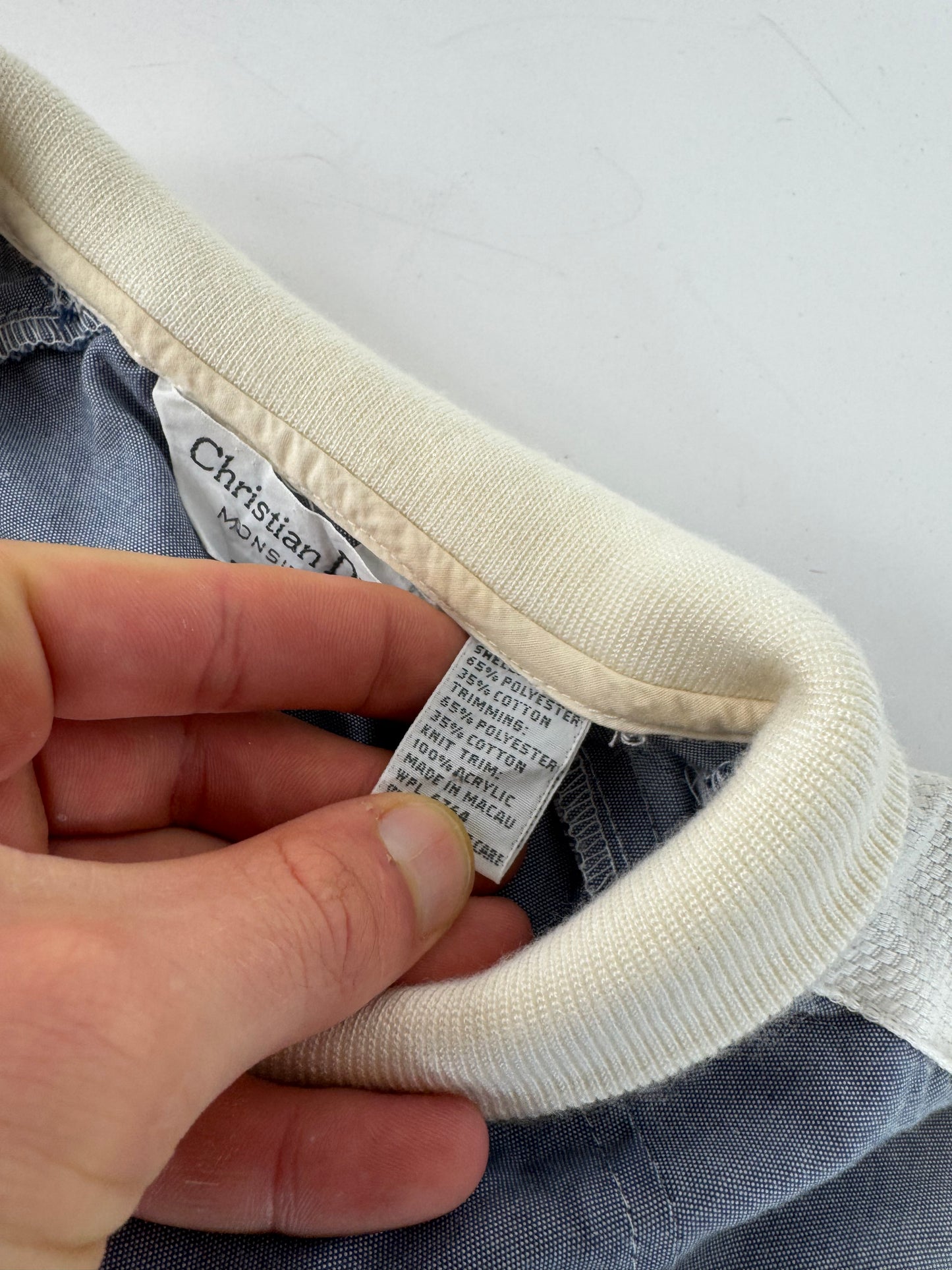 Vintage Dior Mens Short - Sleeve Jacket Blue White L