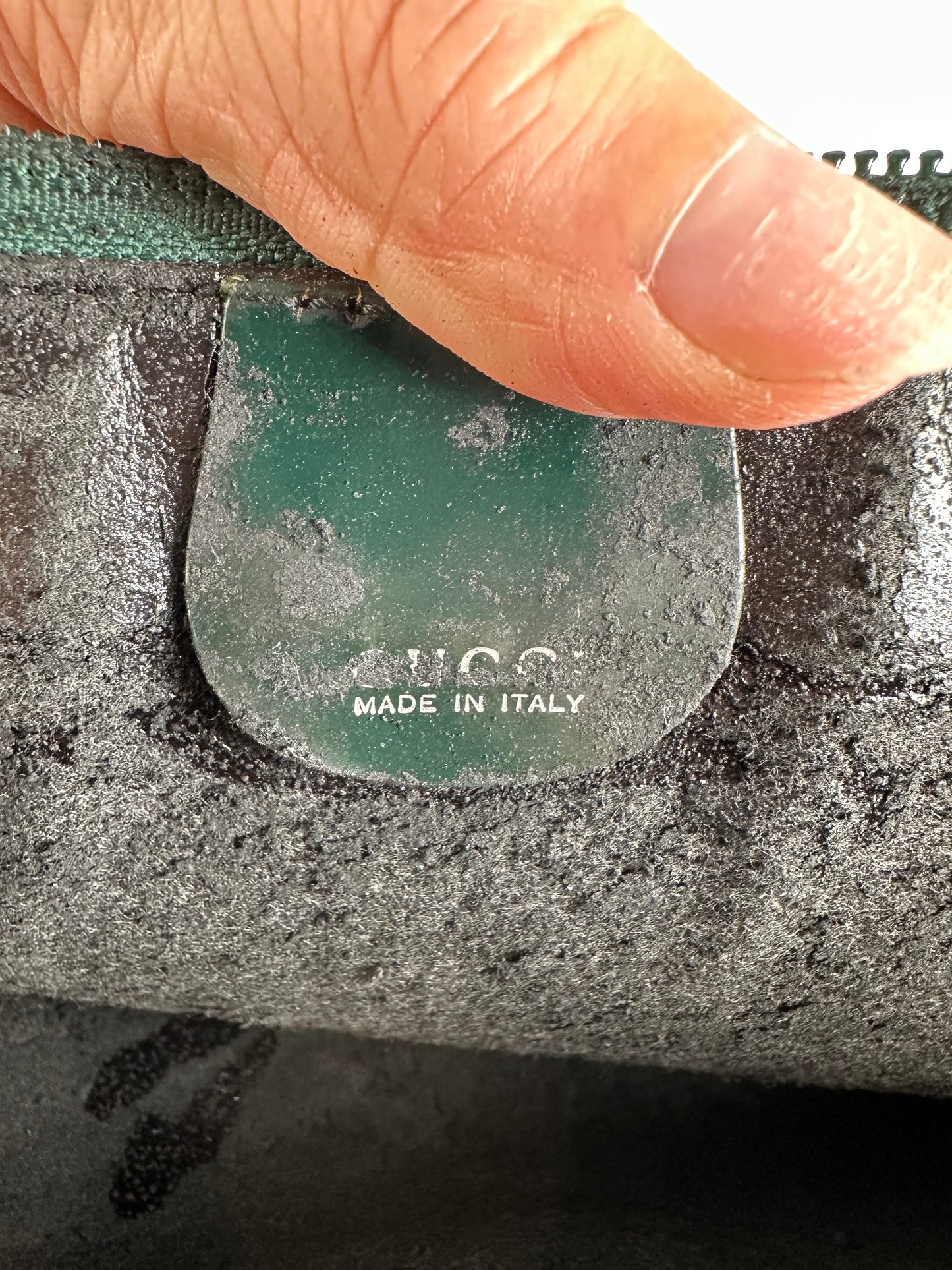 Vintage Gucci Leather Laptop Case Dark Green