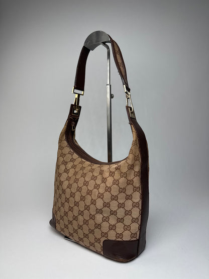 Vintage Gucci Monogram Leather Canvas Bag brown