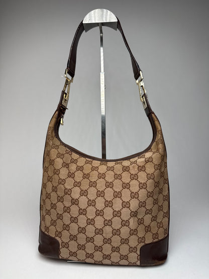 Vintage Gucci Monogram Leather Canvas Bag brown