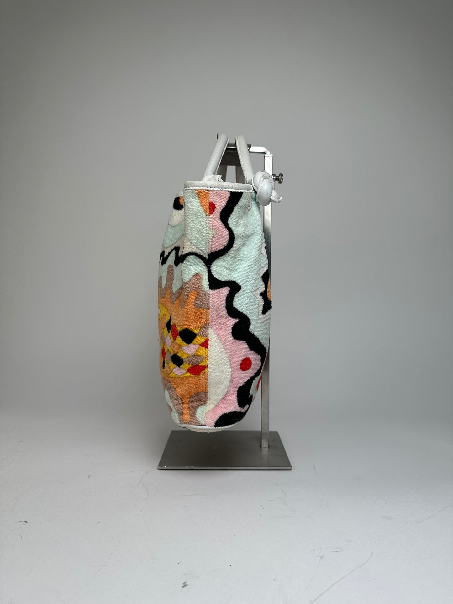 Vintage Emilio Pucci Wool Leather Handbag Turquoise Orange Red