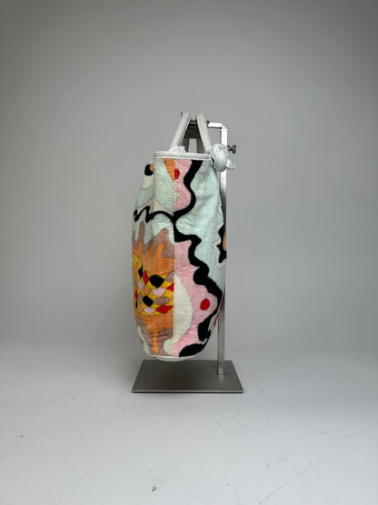 Vintage Emilio Pucci Wool Leather Handbag Turquoise Orange Red