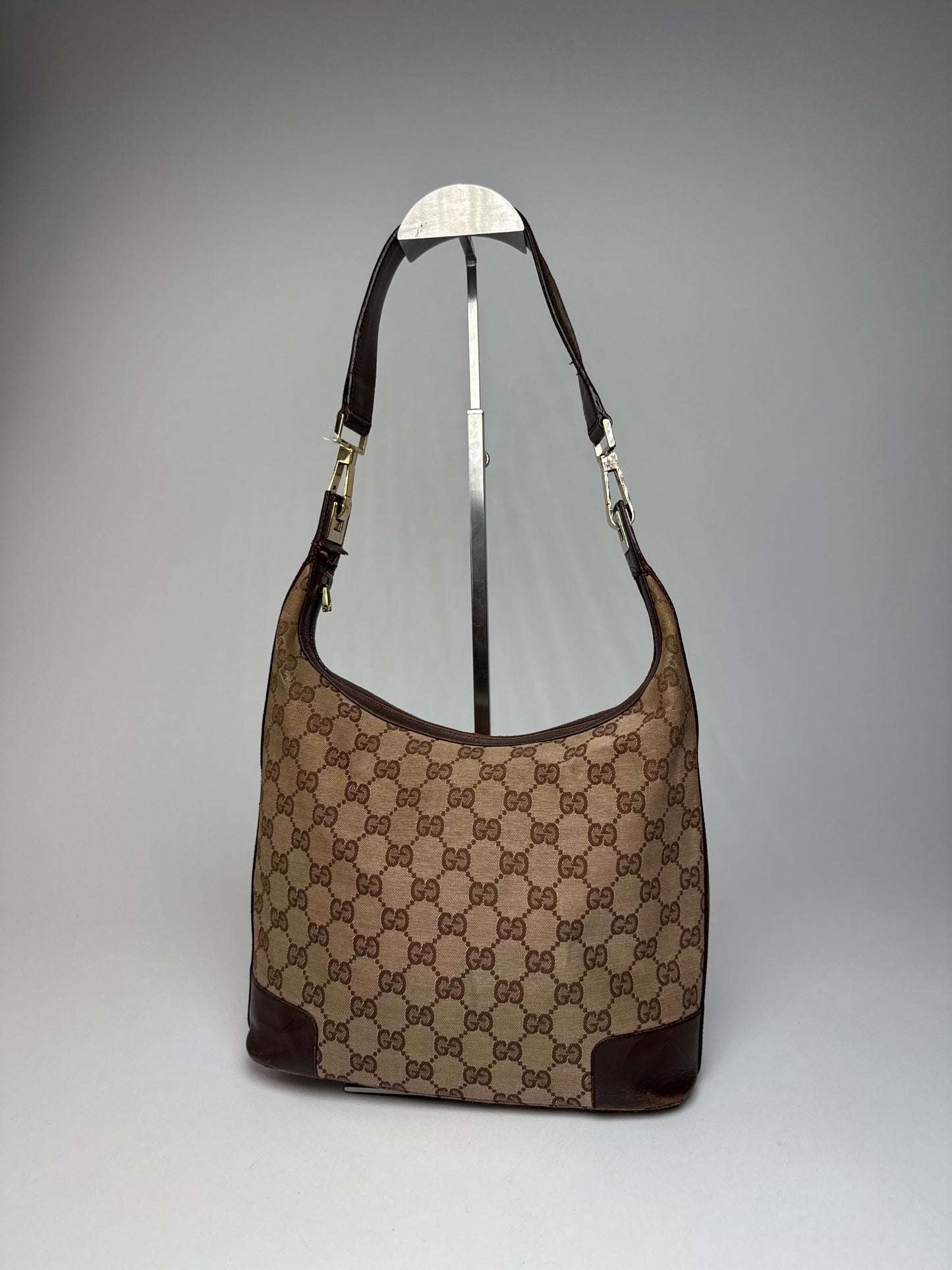 Vintage Gucci Monogram Leather Canvas Bag brown