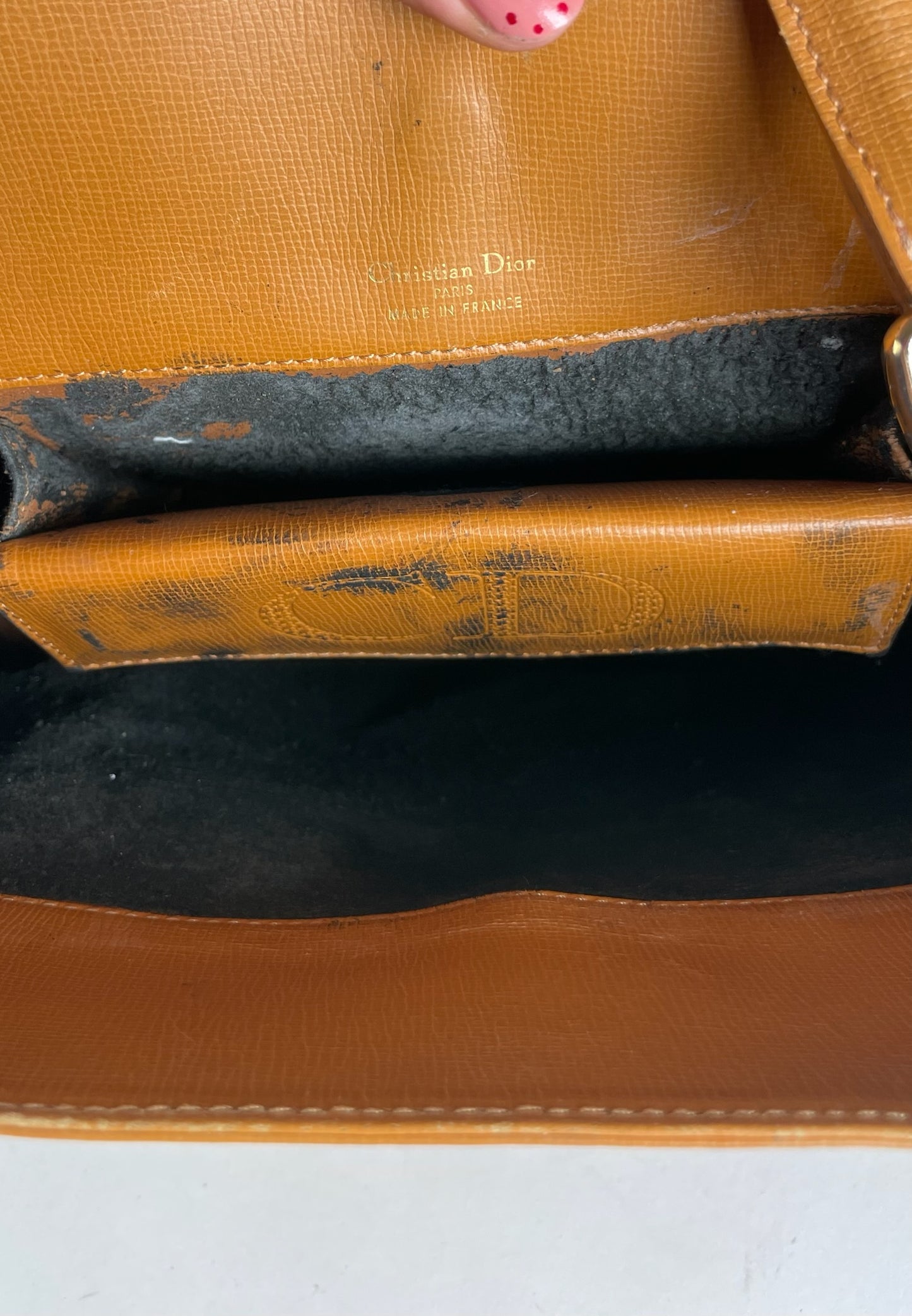 Vintage Dior Leather Handbag Camel