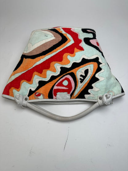 Vintage Emilio Pucci Wool Leather Handbag Turquoise Orange Red