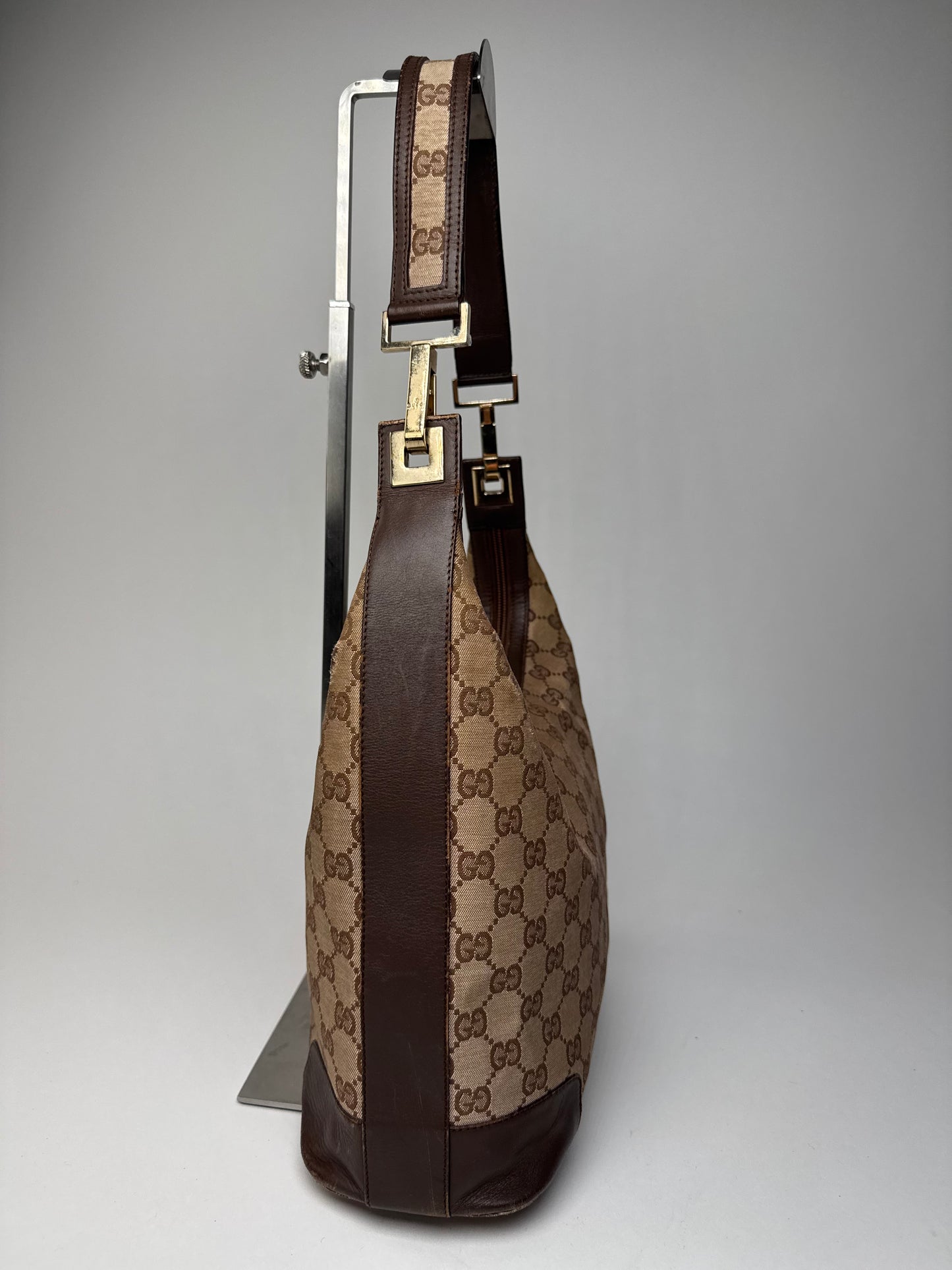 Vintage Gucci Monogram Leather Canvas Bag brown