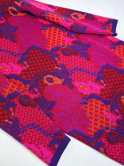 Vintage Yves Saint Laurent Wool Knit Dress Fuchsia Orange M