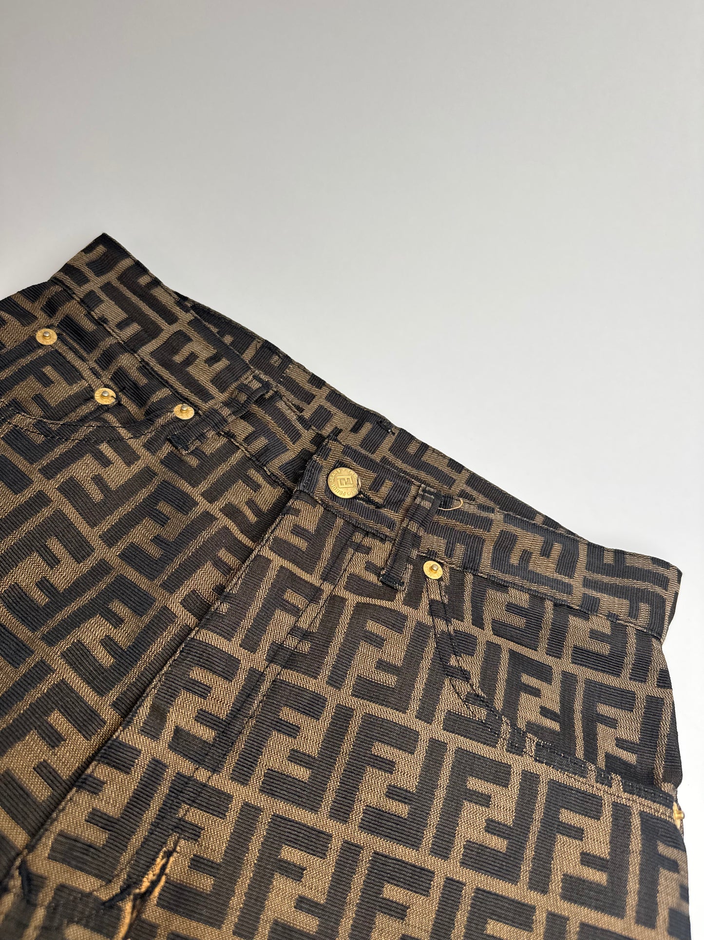 Vintage Fendi FF Monogram Pants Brown EU37