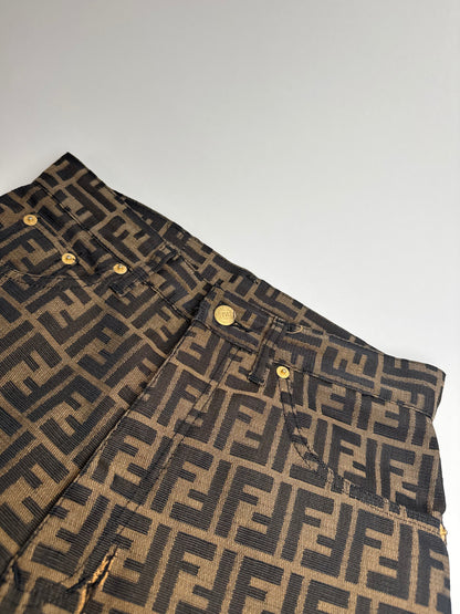 Vintage Fendi FF Monogram Pants Brown EU37