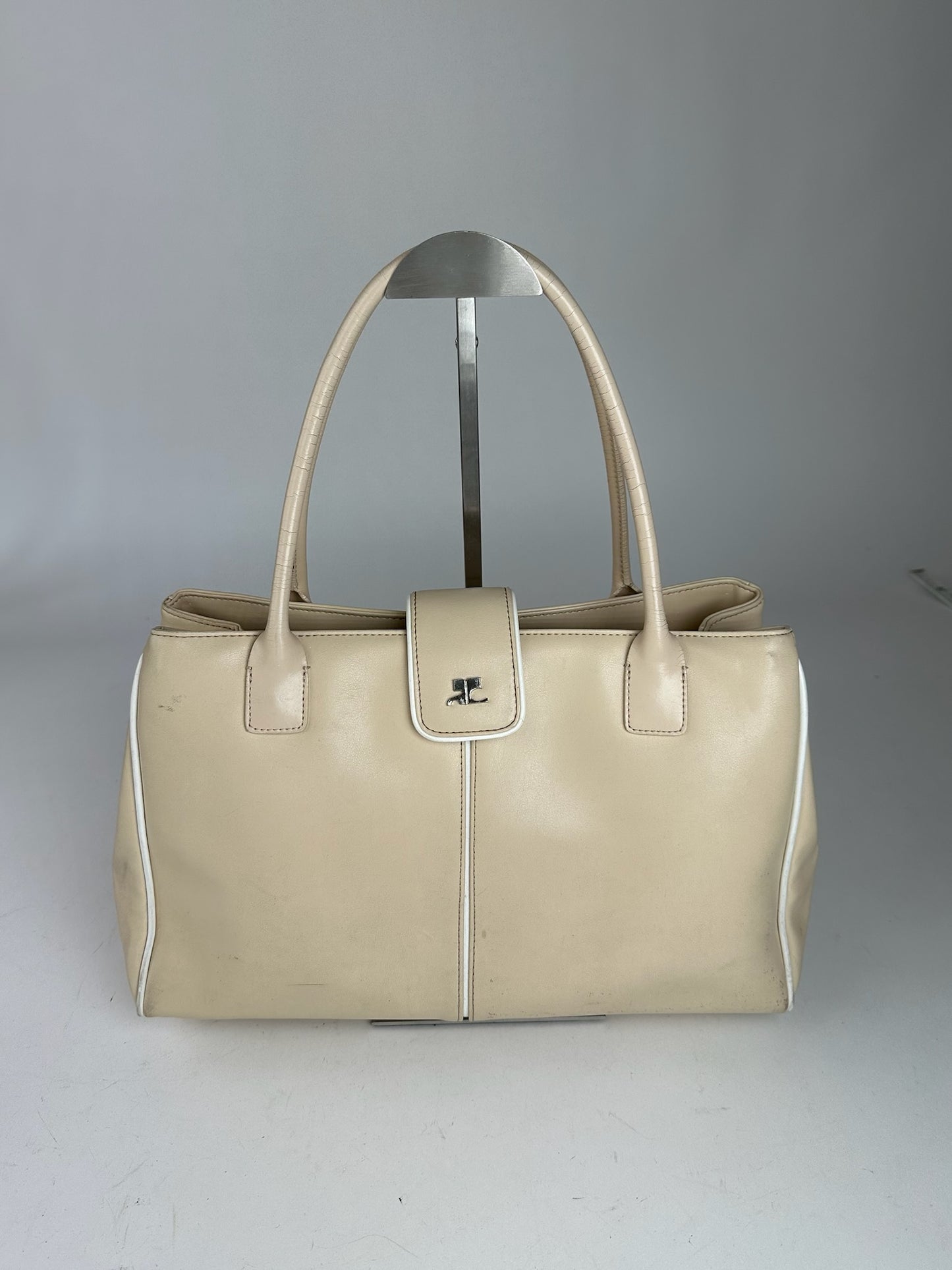 Vintage Courreges Leather Bag Beige
