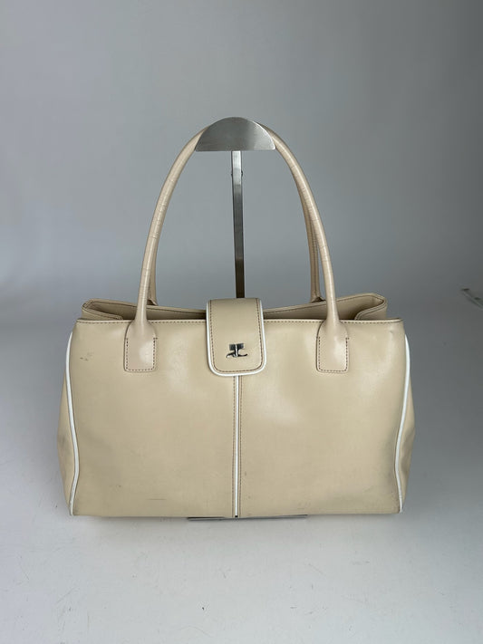 Vintage Courreges Leather Bag Beige