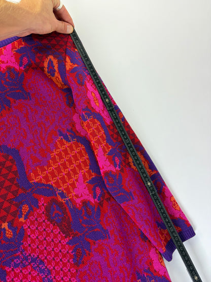 Vintage Yves Saint Laurent Wool Knit Dress Fuchsia Orange M