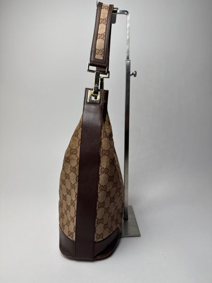 Vintage Gucci Monogram Leather Canvas Bag brown