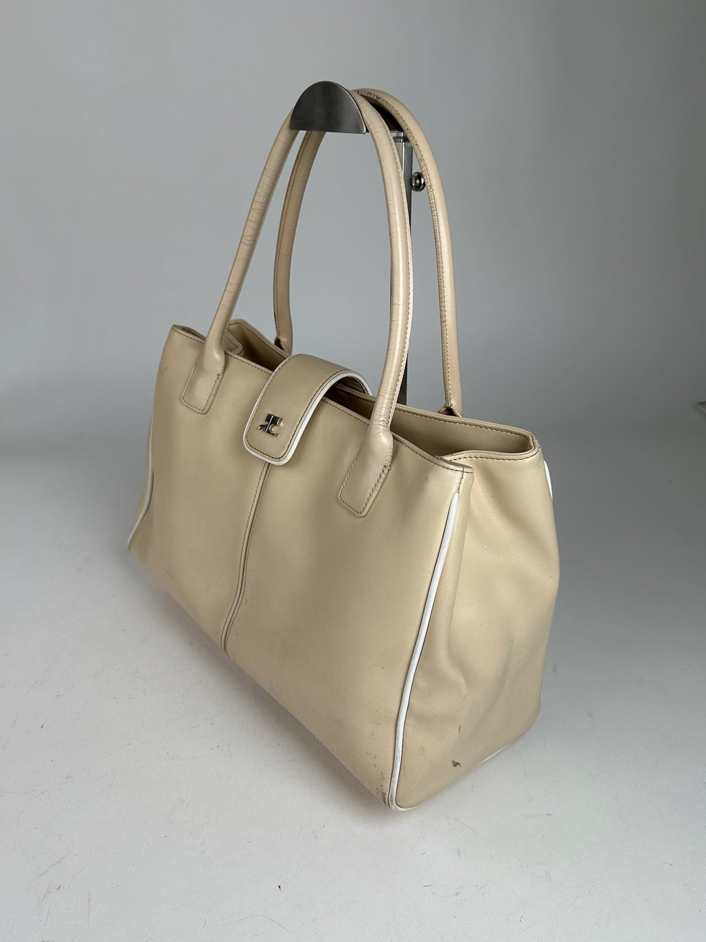 Vintage Courreges Leather Bag Beige
