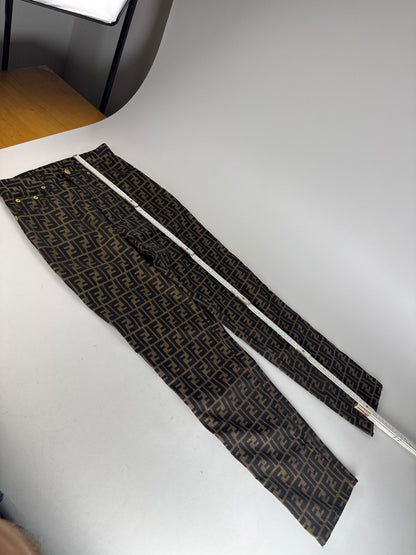 Vintage Fendi FF Monogram Pants Brown EU37
